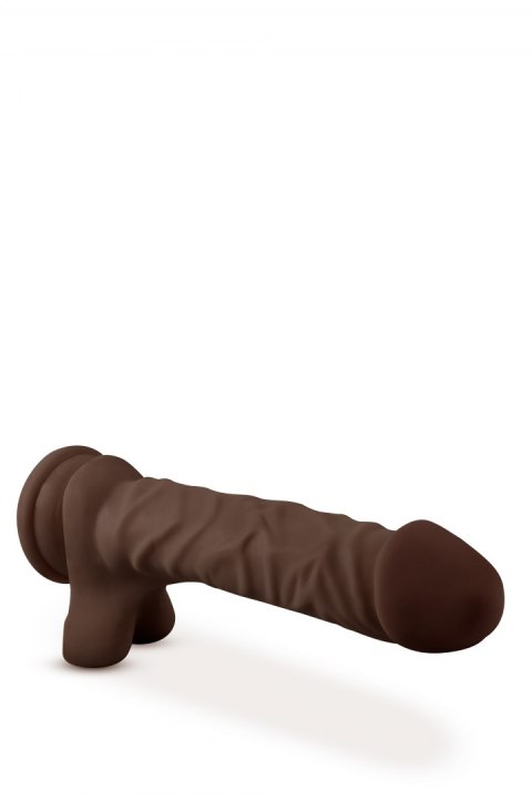 DR. SKIN PLUS 9 INCH POSABLE DILDO WITH BALLS CHOCOLATE Blush