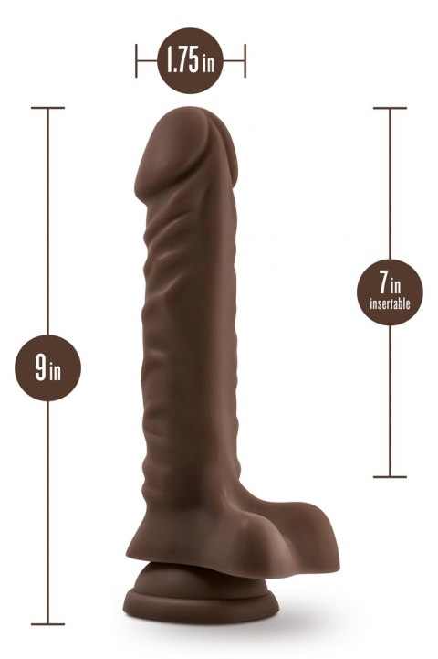 DR. SKIN PLUS 9 INCH POSABLE DILDO WITH BALLS CHOCOLATE Blush