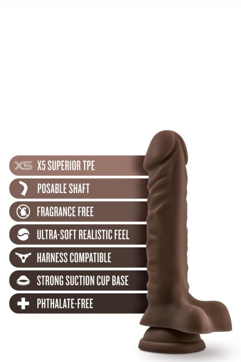 DR. SKIN PLUS 9 INCH POSABLE DILDO WITH BALLS CHOCOLATE Blush