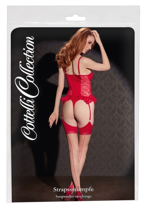 Stockings skin/red 2 Cottelli LEGWEAR