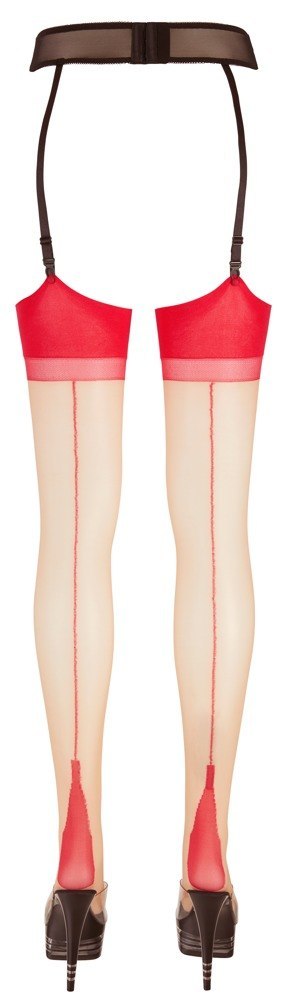 Stockings skin/red 4 Cottelli LEGWEAR