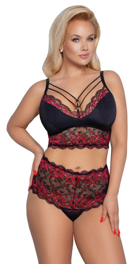 Bra and Briefs black/red 2XL Cottelli CURVES