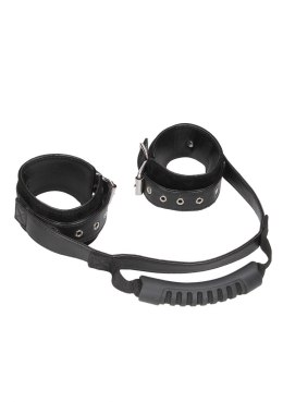 Bonded Leather Hand Cuffs With Handle Ouch!