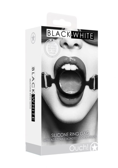 Silicone Ring Gag - With Adjustable Bonded Leather Straps Ouch!