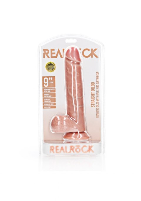 Straight Realistic Dildo Balls Suction Cup - 9""""/ 23 cm RealRock