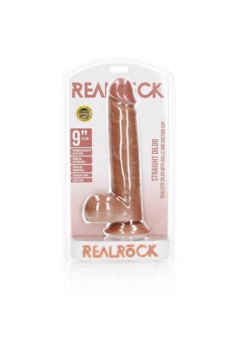 Straight Realistic Dildo Balls Suction Cup - 9""""/ 23 cm RealRock