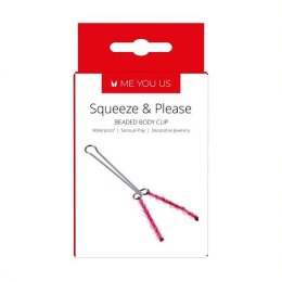 Stymulator- Me You Us Squeeze N Please Beaded Clit Clip Red Me You Us