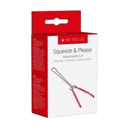 Stymulator- Me You Us Squeeze N Please Beaded Clit Clip Red Me You Us