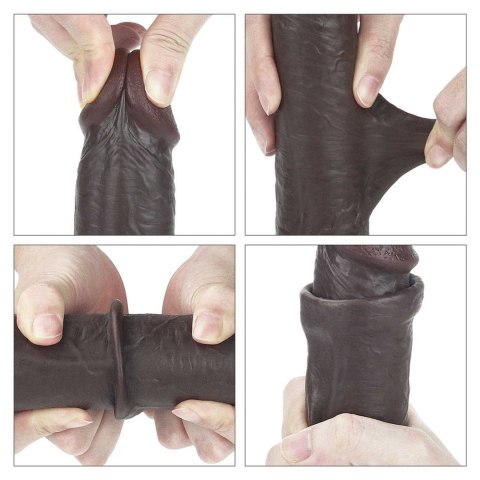 9'' Sliding Skin Dual Layer Dong - Black Lovetoy