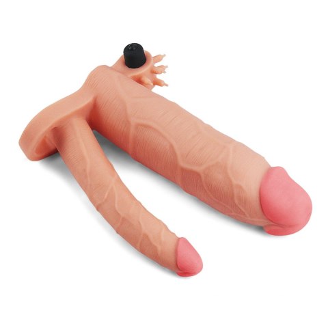 Add 3"" Pleasure X Tender Vibrating Double Penis Sleeve Lovetoy