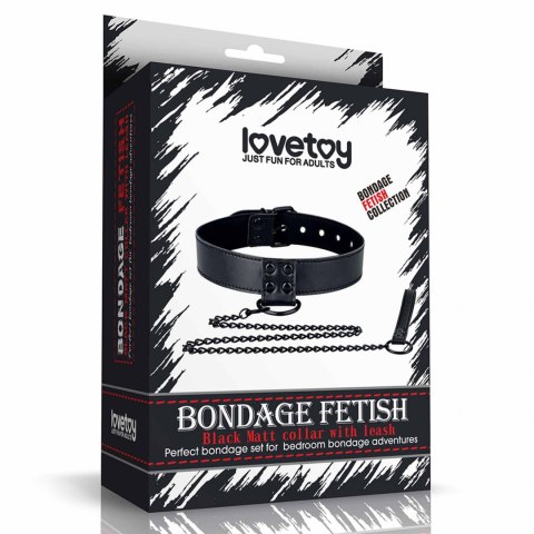 Bondage Fetish Black Matt Collar With Leash Lovetoy