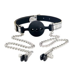 Breathable Ball Gag With Nipple Clamp Lovetoy