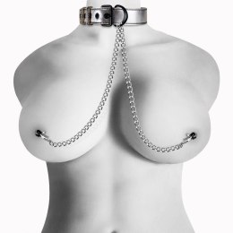 Metallic Silver Collar With Nipple Clamp Lovetoy