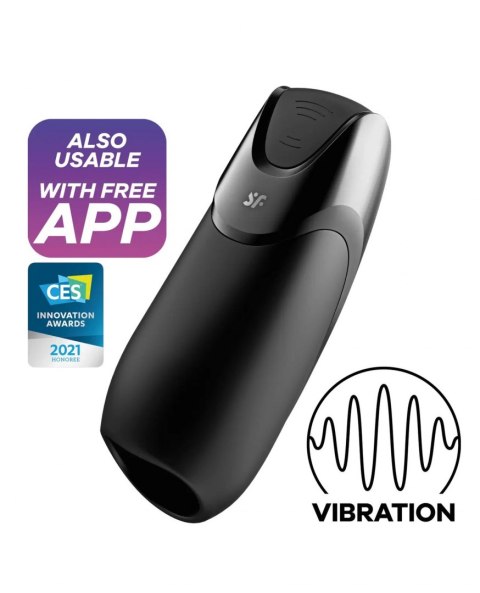 Masturbator sterowany aplikacją: Men Vibration+ Connect App black Satisfyer