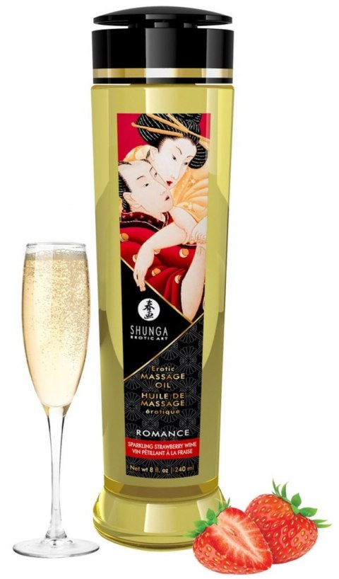 Wegański olejek do masażu - Massage Oil Romance STRAWBERY WINE Shunga