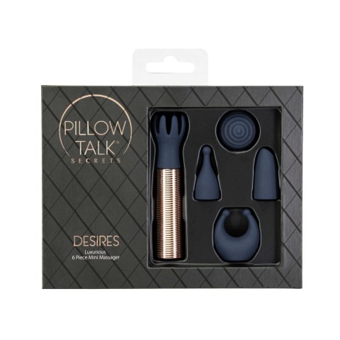 Mini Masażer - Secrets Choices 6 Piece Mini Massager Set Navy Blue/Rose Gold Pillow Talk