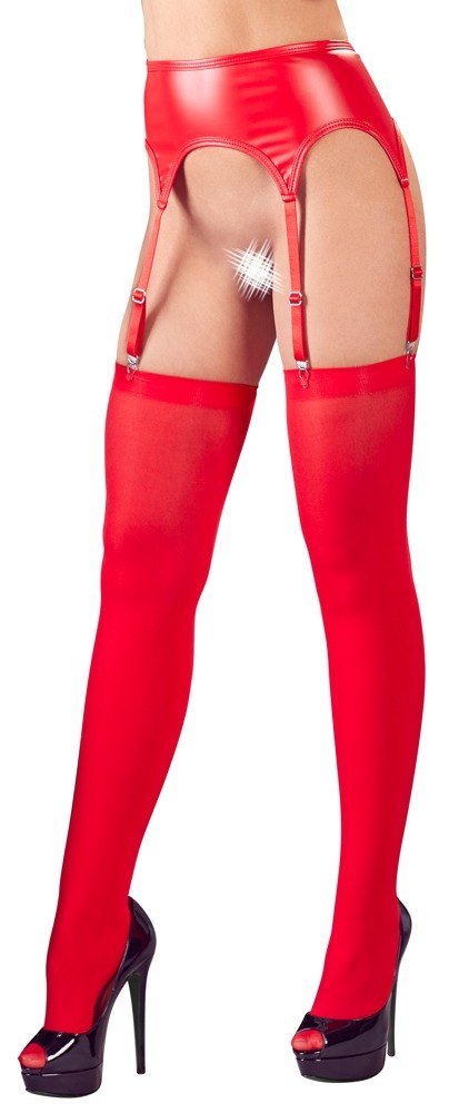 Czerwony Komplet Pas i Pończochy - Suspender Belt Red S/M Mandy Mystery lingerie