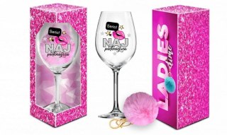 LADIES TIME - kieliszek do wina Signoria 700ml + pompon - Najpiękniejsza BGtech