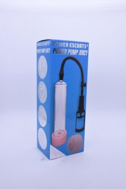 Power Escorts -Power Pump Juicy - Penis Pump - With Improved Exchangeable Pussy - Black/Transparant
