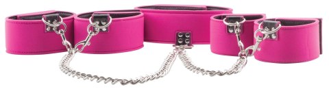 Zestaw do zniewolenia - Reversible Collar / Wrist / Ankle Cuffs - Pink