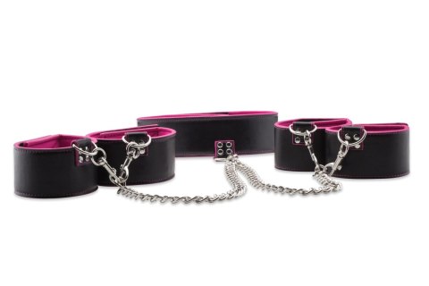 Zestaw do zniewolenia - Reversible Collar / Wrist / Ankle Cuffs - Pink