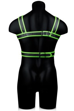 Świecąca uprząż - Body Harness - Glow in the Dark - Neon Green/Black - L/XL Ouch!