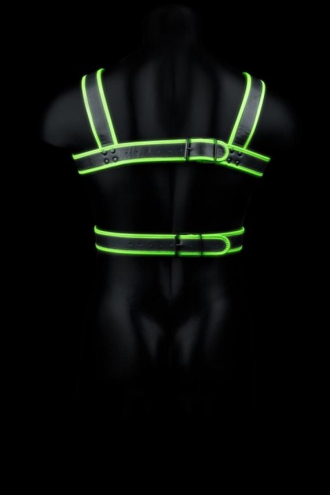 Świecąca uprząż - Body Harness - Glow in the Dark - Neon Green/Black - L/XL Ouch!