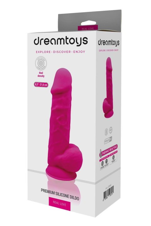 Realistyczne Dildo 21,6 cm - REAL LOVE DILDO WITH BALLS 8.5INCH FUCHSIA Dream Toys