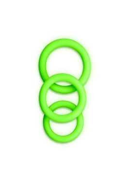 Zestaw Świecących Pierścieni - 3 pcs Cock Ring Set - Glow in the Dark - Neon Green