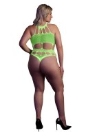 Świecące Body - Body with Grecian Neckline - Neon Green - XL/XXXXL