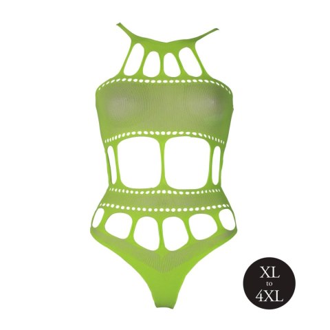 Świecące Body - Body with Grecian Neckline - Neon Green - XL/XXXXL