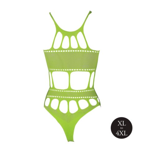 Świecące Body - Body with Grecian Neckline - Neon Green - XL/XXXXL