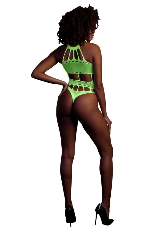 Świecące Body - Body with Grecian Neckline - Neon Green - XS/XL Ouch!