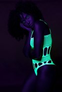 Świecące Body - Body with Grecian Neckline - Neon Green - XS/XL Ouch!