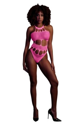Świecące Body - Body with Grecian Neckline - Neon Pink - XS/XL Ouch!