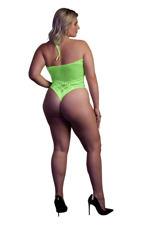 Świecące Body - Body with Halter Neck - Neon Green - XL/XXXXL