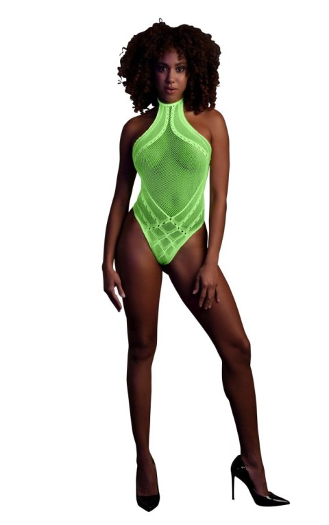 Świecące Body - Body with Halter Neck - Neon Green - XS/XL Ouch!