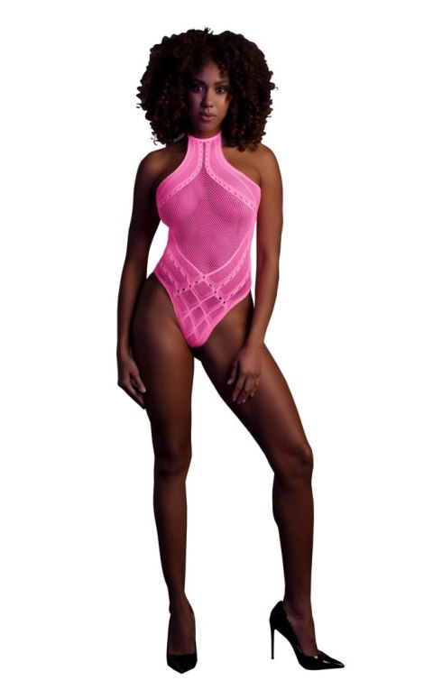 Świecące Body - Body with Halter Neck - Neon Pink - XS/XL Ouch!