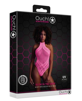 Świecące Body - Body with Halter Neck - Neon Pink - XS/XL Ouch!