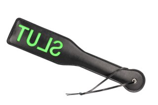 Świecąca Packa - 'Slut'' Paddle - Glow in the Dark - Black/Neon Green