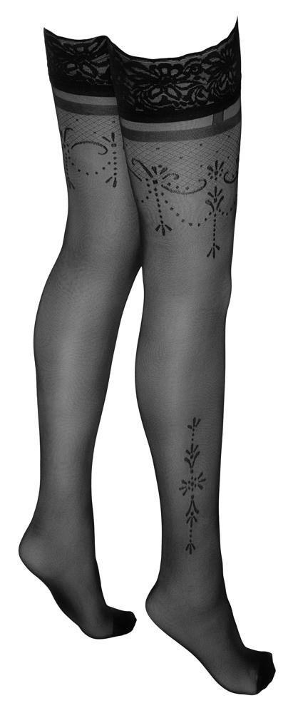 Pończochy samonośne - Hold-up Stockings Black 5 Cottelli LEGWEAR