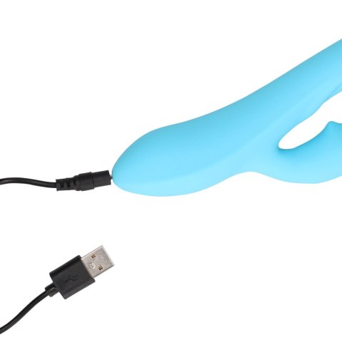 Wibrator Królik - Ribbed Ultra Soft Silicone Rabbit Vibrator - Glacial Blue Loveline