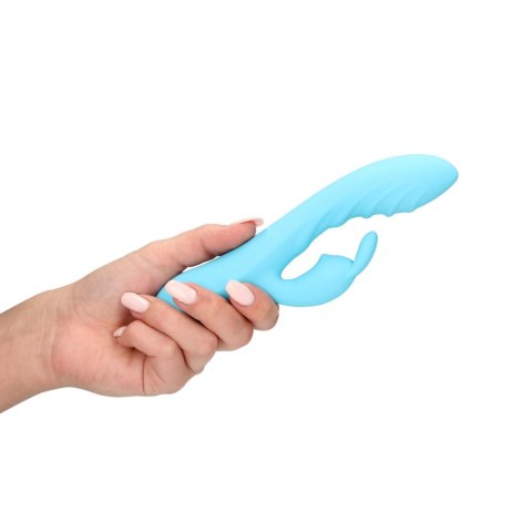 Wibrator Królik - Ribbed Ultra Soft Silicone Rabbit Vibrator - Glacial Blue Loveline