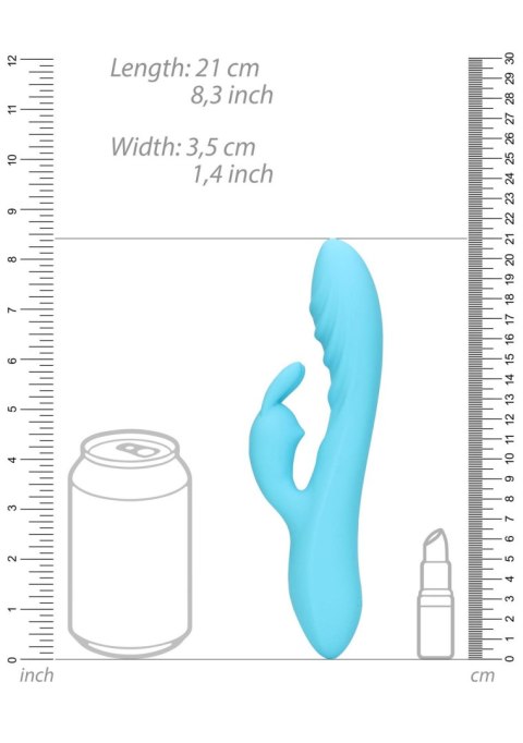 Wibrator Królik - Ribbed Ultra Soft Silicone Rabbit Vibrator - Glacial Blue Loveline