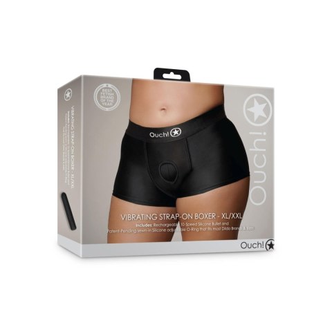 Wibrujace bokserki typu Strap-on - Vibrating Strap-on Boxer - XL/XXL Ouch!