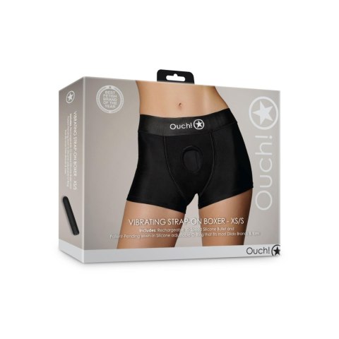 Wibrujące bokserki typu Strap-on - Vibrating Strap-on Boxer - XS/S Ouch!