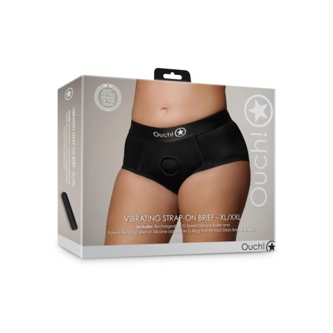 Wibrujace figi typu Strap-on - Vibrating Strap-on Brief - XL/XXL Ouch!