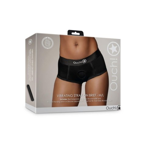 Wibrujące figi typu Strap-on - Vibrating Strap-on Brief - M/L Ouch!