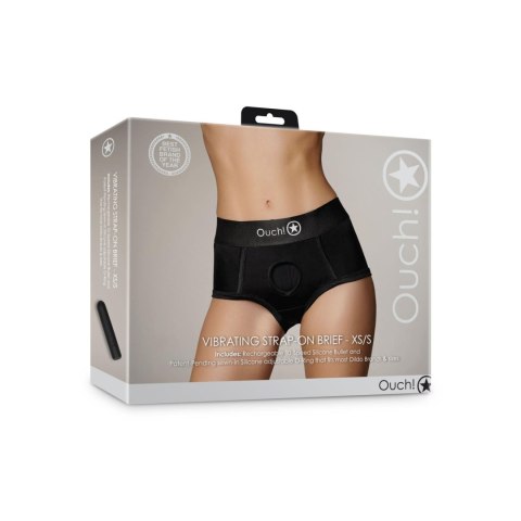 Wibrujące figi typu Strap-on - Vibrating Strap-on Brief - XS/S Ouch!