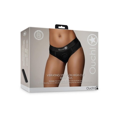 Wibrujące majtki typu Strap-on - Vibrating Strap-on High-cut Brief - M/L Ouch!